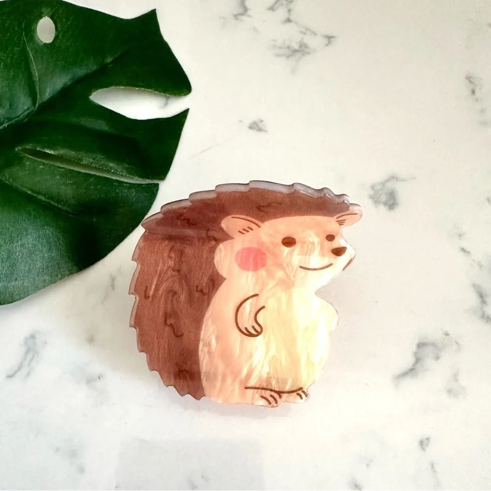 3/$22🩶  Hedgehog Claw Clip Cute Woodland Animal Hair Accessory Acrylic NEW